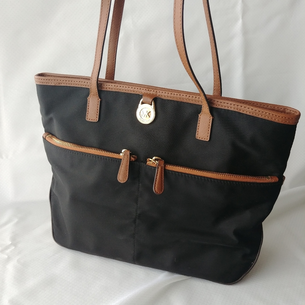 Michael Kors black/brown nylon tote bag purse
